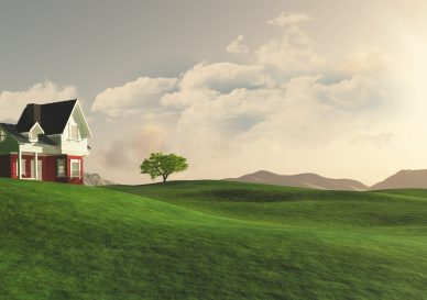 3D render of a house in the countryside